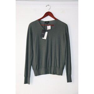 Giorgio Armani Men's Size 46 Large Green Pullover Sweater Cashmere Silk Knit NWT